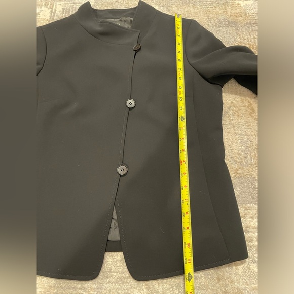 Talbots Blazer Jacket Black Lined Asymmetric Button Front Stand Collar Size 12 - Picture 6 of 9